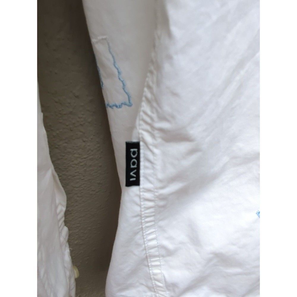Pavi Shirt Made in Italy LG White Blue Embroidered Button Gigolo shirt - Picture 10 of 15